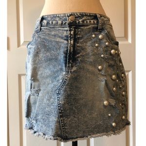 Tinseltown embellished denim miniskirt SK3